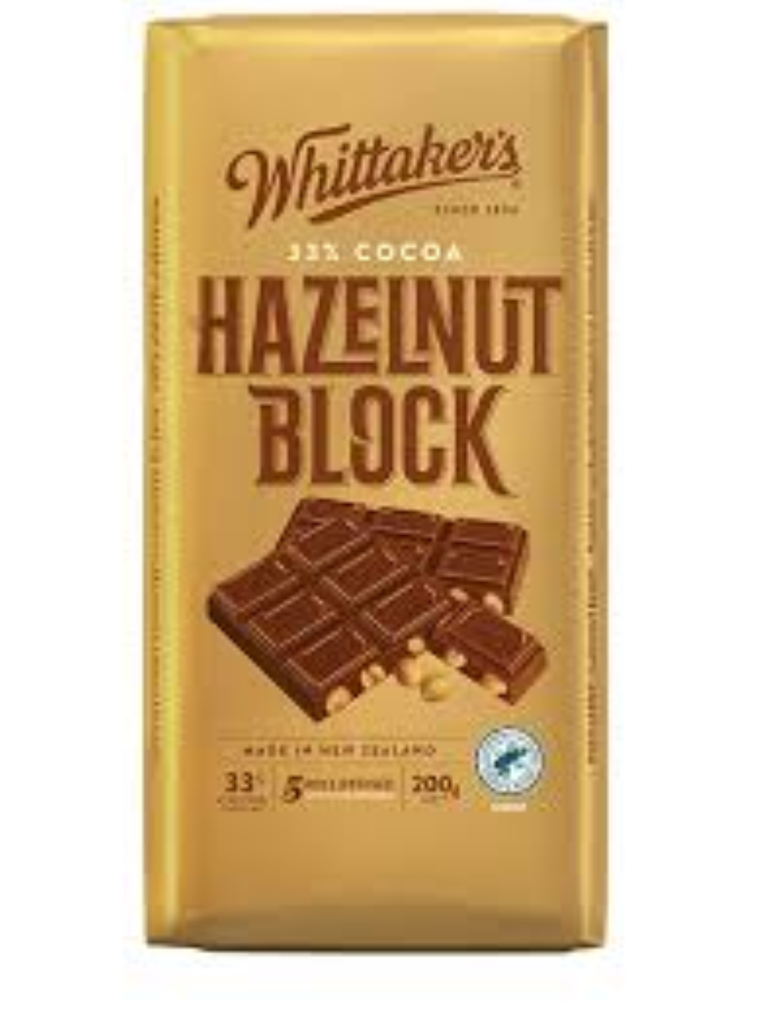 WHITTAKERS BLOCK HAZELNUTS 200G